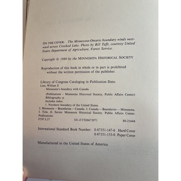 1980 Minnesota's Boundary with Canada It’s Evolution since 1783 Softcover - Picture 4 of 7